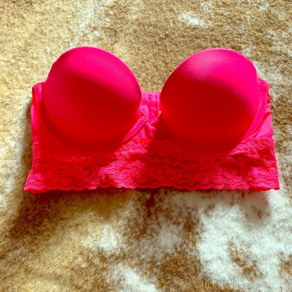 Hot pink strapless push up  bra